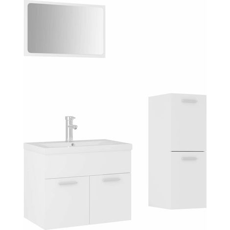 Maison Exclusive - Ensemble de meubles de salle de bain Blanc Aggloméré (1/5)