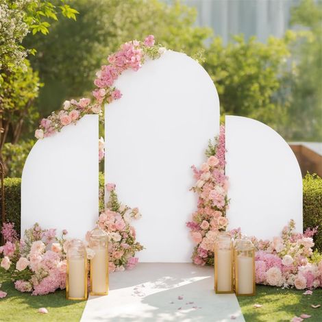 Lot de 3 Housses d'arche de mariage, Housses de support d'arche de mariage en spandex portable double face avec fermeture éclair en bas pour les fêtes d'anniversaire de mariage 5 pieds 7,2 pieds 5 (1/5)