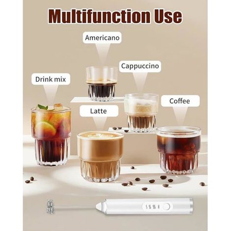 Mousseur A Lait - 3 En 1 Portable Rechargeable Sur USB - Pour Café Cappuccino Chocolat Chaud - 3 Vitesses - 1 Pièce (1/5)