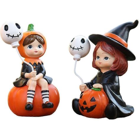 Set mit 2 Hexenkürbis-Dekorationen für Halloween, niedlicher und gruseliger Totenkopf-Kürbis-Anhänger (1/5)