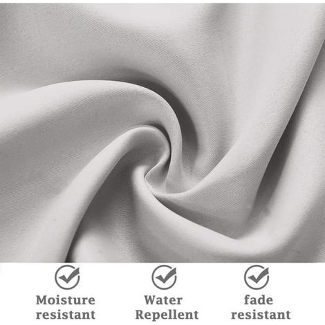 Rideau Extérieur - Hydrofuge - Anti-UV - Œillets Acier Inoxydable 4 cm - Blanc Lait - 132 x 213 cm - Occultant (1/5)