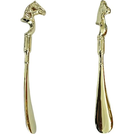 Calzascarpe in bronzo con testa di cavallo tridimensionale finitura lucida