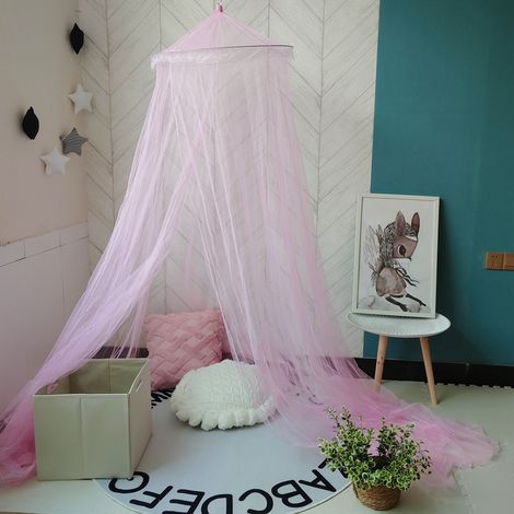 Dome-shaped mosquito net, thickened and reinforced, double-sized, ceiling-mounted, floor-standing, light pink, with suction cup hooks - for 2-meter beds (00x250x60cm)