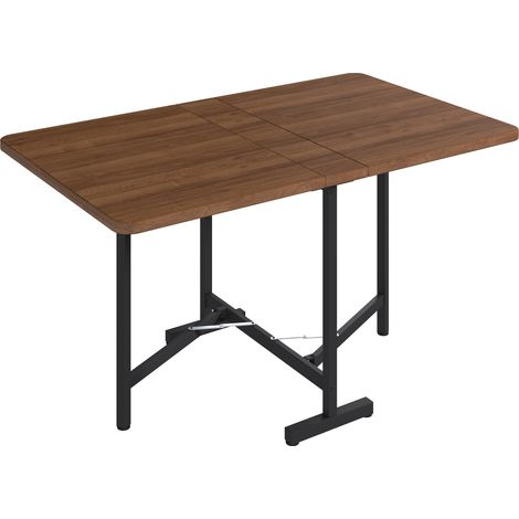 Mesa de comedor extensible 120 x 80 cm de MDF efecto nogal, plegable y ahorraespacio (1/5)