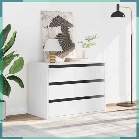 852852 Commode d'angle blanc 80x41x58 cm bois d'ingénierie (1/5)