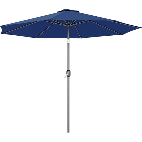 Outsunny neigbarer Sonnenschirm für den Außenbereich, Ø 3 m, rund, Metall, 180 g/m² Polyester, Kurbelgriff, blau