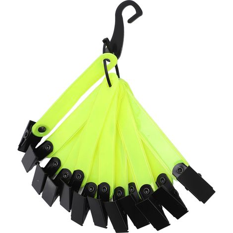Lot de 12 balises réfléchissantes haute visibilité avec clips pour arbres, idéales pour la randonnée, la chasse et les activités de plein air (jaune). (1/5)