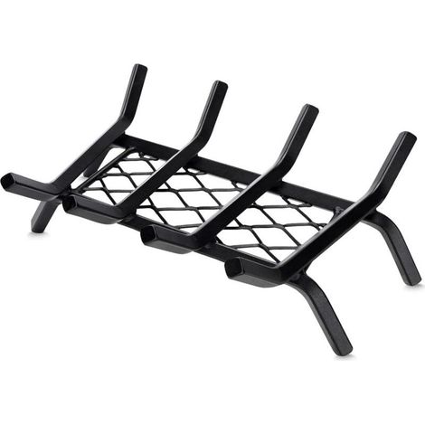 Grille de cheminée robuste de 43,2 cm avec retenue de braise, grille de bûches de 1,27 cm pour cheminée intérieure, accessoires de cheminée, support de poêle à bois, grille de poêle à bois pour (1/4)