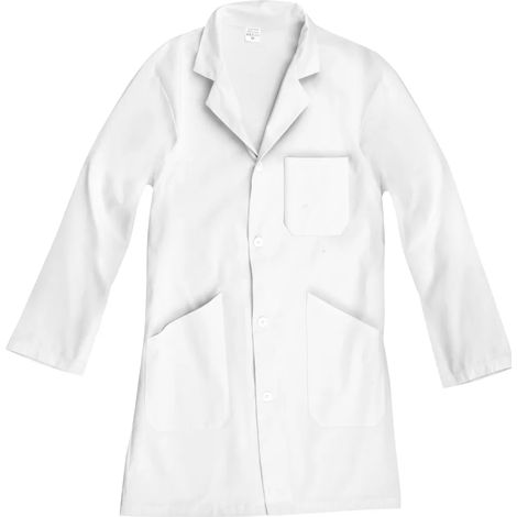 Blouse de laboratoire blanche à manches longues, taille M, avec fermeture à pression, grammage du tissu 190 g/m² (1/3)