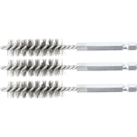 BGS 3078-13-S Spazzola in acciaio 3 pezzi 13 mm Attacco esagono esterno 6,3 mm (1/4") Spazzole con fori per BGS 3078