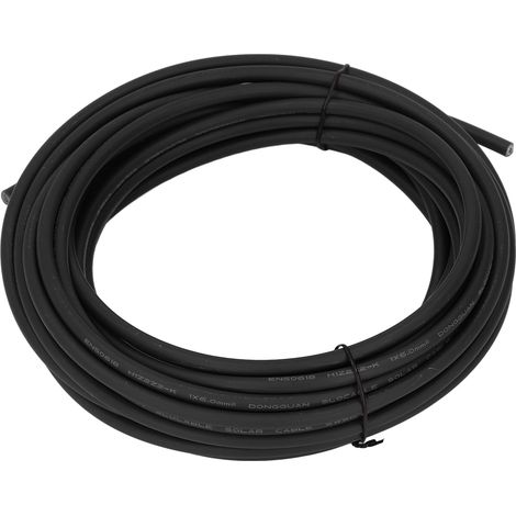 Câble solaire 10m, fil en cuivre étamé XLPE, extension résistante corrosion et isolée, pour système de panneaux photovoltaïques, couleurs noire (1/5)