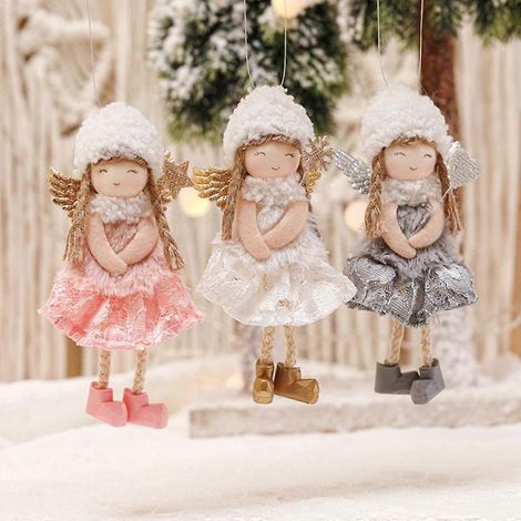 Décoration de sapin de Noël mignonne, ange pour poupée, ornements de fête, dentelle à suspendre (1/4)