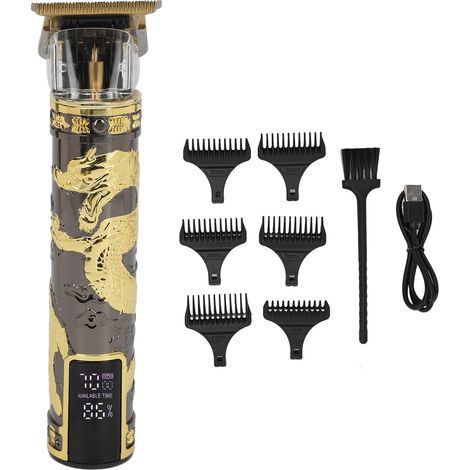 Tondeuse à Cheveux Professionnelle Sans Fil, Affichage LED, Rechargeable USB, avec 6 Peignes de Guidage (1/5)
