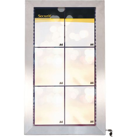 Présentoir LED couleur - Acier inoxydable - télécommande incluse - présente 6xpages A4 - Securit (1/5)