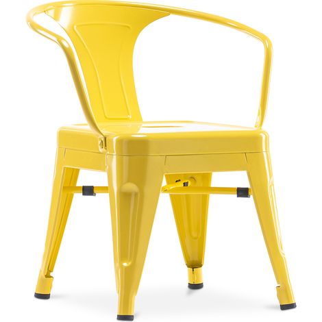Sedia per bambini con braccioli - Sedia per bambini - Design industriale - Acciaio - Stylix Giallo