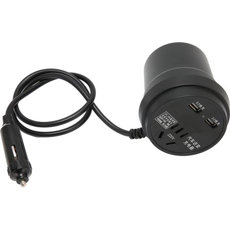 Ondulateur de Voiture 150W avec Ports USB, Convertisseur DC 12V-24V en AC 220V pour Camping et Voyage
