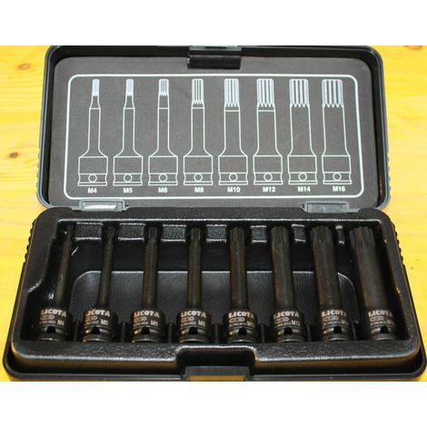 Schlagschrauber Nuss Set, 8-teilig, Spline Nüsse M4-M16, 3/8 Zoll, Cr-Mo (1/2)