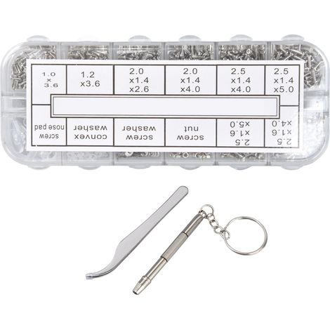 Kit de réparation lunettes avec vis, écrous, tournevis et pince pour téléphone, tablette, montre, horloge (1/5)