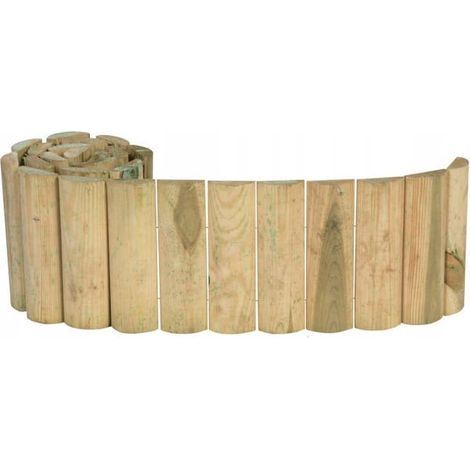 Borde enrollable de madera para jardín de 4,6 x 40 x 200 cm