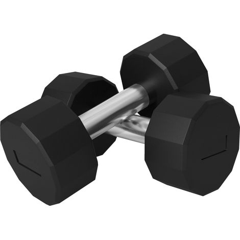 Set 2 Manubri Palestra 10 kg Pesi esagonali Manico in Acciaio Nero (1/5)