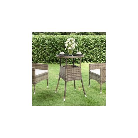 Table de jardin Ø60x75 Verre trempé-résine tressée Gris (1/5)