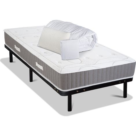 Pack Intuition 90x200 cm Matelas Mousse + Sommier Métal + Accessoires (1/5)