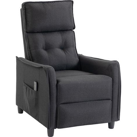 Poltrona Massaggiante 69x93x104 cm Reclinabile a 160° con Poggiapiedi e Telecomando Effetto Lino Grigio Scuro (1/5)