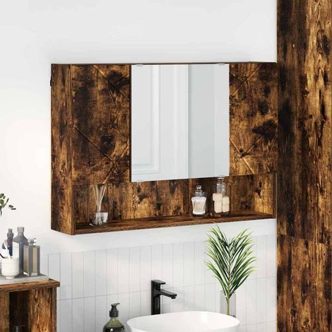 Spiegelschrank Geräucherte Eiche 80 x 17 x 55 cm Holzwerkstoff vidaXL (1/5)