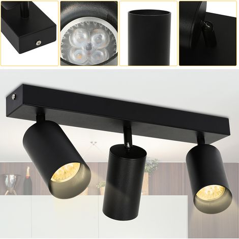 Randaco LED Spotleuchte Deckenstrahler LED wechselbar, Warmweiß Doppelkopfstrahler schwenkbar Deckenleuchte Wandleuchte für Wohnzimmer, Küche, Esszimmer Einzelkopfstrahler 3x GU10 Fassung