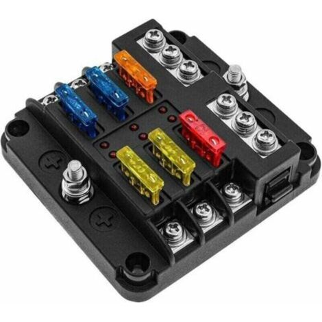 Boîte Fusibles 12V, Porte Fusible Lame avec 16 Fusibles 6 Voyants LED Couvercle de Protection pour 12V/24V Voiture Automobile Bateau Marine Camion SUV (1/4)