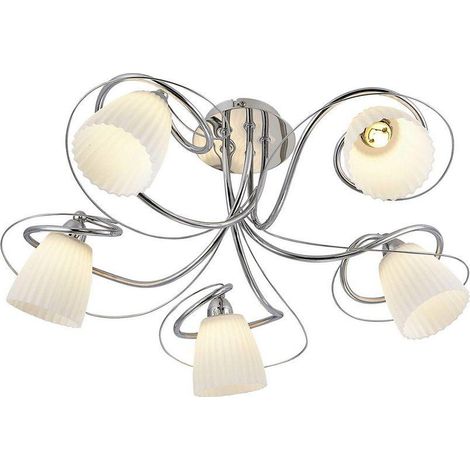 Italux Tipene plafonnier 23 cm largeur 56 cm métal et verre