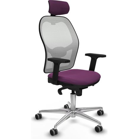 Jorquera sincro malla blanca similpiel morado brazos 2D base aluminio cabecero 2D ruedas 65mm engomada (1/5)