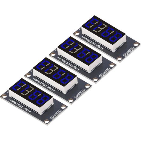 Vendu par lot de 4 : module d'affichage numérique de 0,36 pouce, afficheur LED à sept segments à quatre chiffres, module TM1637, bleu. (1/5)
