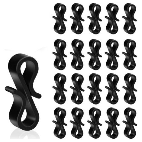 100 PCS Crochets Guirlande Exterieur Noirs, Crochet Gouttiere en Plastique Réutilisables pour Suspension des Guirlandes Lumineuses de Noël, Décorations de Sapin de Noël