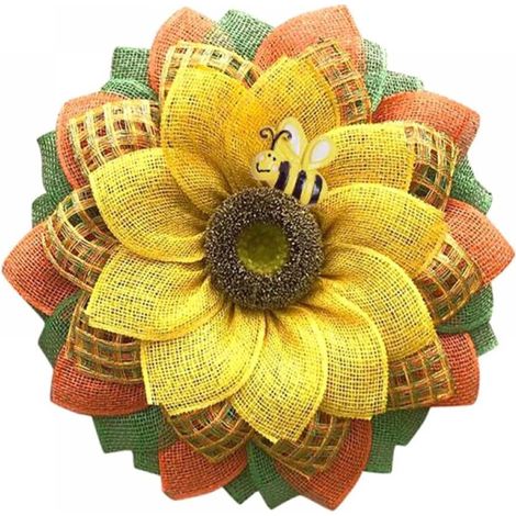Guirlande Solaire - Couronne Artificielle Tournesol Abeille - Décoration Intérieure Extérieure - 30 cm - Non-tissé - Jaune - 1 Pièce (1/5)