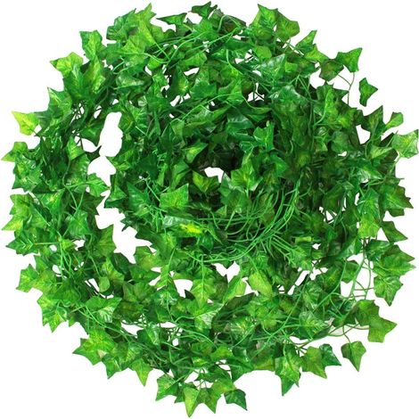 Lierre artificiel 12 pièces lierre plante artificielle suspendue guirlande feuilles pour jardin extérieur mur fête décoration de mariage. (1/5)