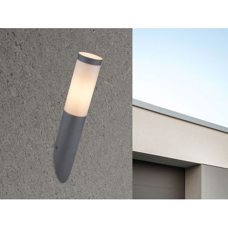 LED Außenwandleuchte aus Edelstahl in Anthrazit & Opal, Höhe 39cm (1/5)