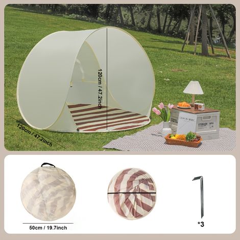 1 parasol anti-UV à ouverture automatique instantanée  Tente de plage portable avec système de fermeture facile, livrée avec un petit sac de rangement