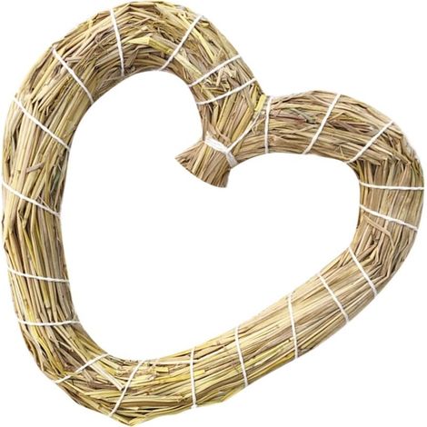 Couronne cœur paille naturelle – base artisanale tressée main, DIY guirlandes/murales/extérieur (1/4)