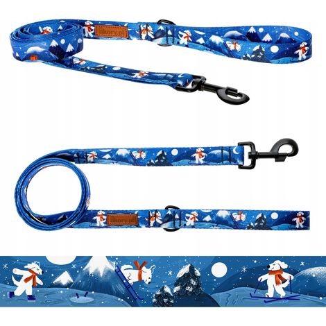 Correa de cinta estándar para perros grandes  20 kg 180 cm Ukory Patrón AZUL (1/5)