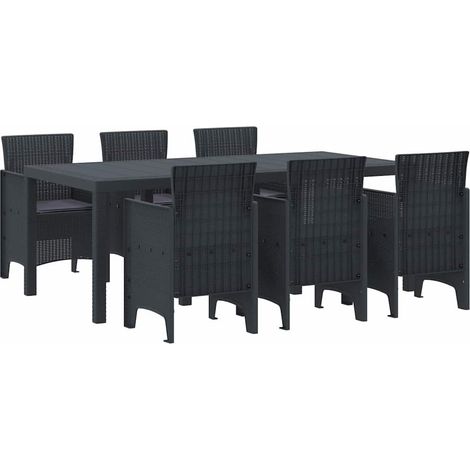 vidaXL Conjunto de Comedor de Jardín 7 pcs Antracita Polipropileno (1/5)