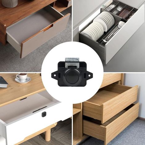 10 Stück Druckknopfschlösser, 14-16 mm Möbelschlösser, für Wohnmobile, Yachten, Boote, Reisemobile, Campingschränke, Wohnwagen (Schwarz) (1/5)