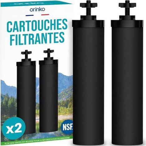 ORINKO® Cartouches Filtrantes pour Filtre à Eau Gravité x2 – Compatibles avec Filtres Berkey et Berkefeld – Certifiées NSF – Filtration Naturelle Charbon Actif Haute Performance – Eau Robinet & Pluie (1/5)