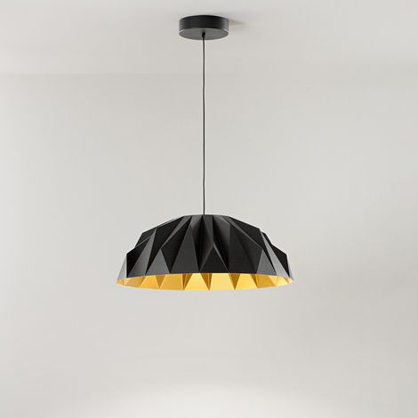 Sospensione Moderna Prisma Acrilico Nero Oro Led 20W 3000K Ip20 (1/2)