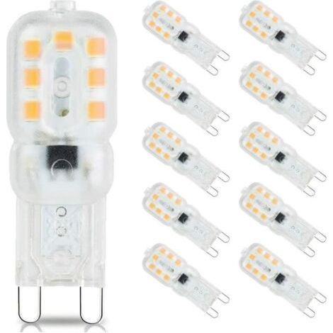 Set con 10 lampadine LED G9, bianco caldo 3000 K, G9 3 W, equivalente a lampade alogene 33 W, angolo di emissione 360 gradi, tensione alternata 220–240 V, senza flicker [Classe di efficienza energetic (1/5)