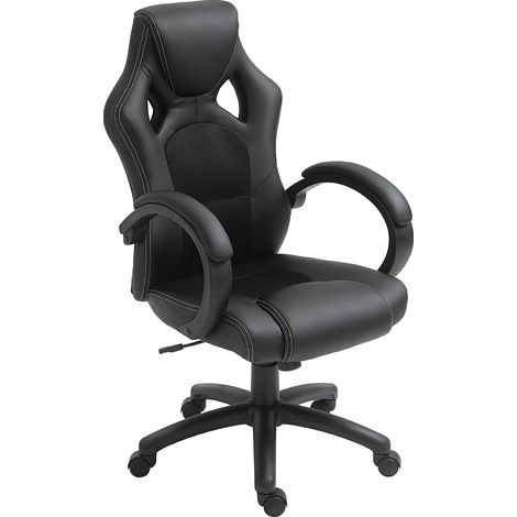 Vinsetto Racing Gaming Chair Swivel Home Office Gamer Chair with Wheels Black