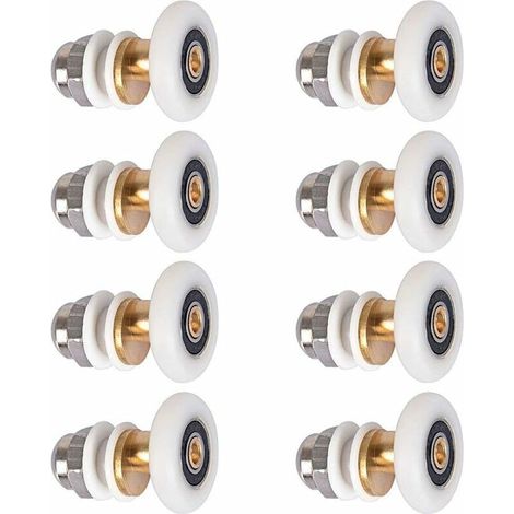 Roulette Porte Douche,Roulettes de Porte Coulissante Cabine de Douche Porte Poulies Roue de Rechange pour Rouleau avec Diamètre de Roues 27mm,8 Pièces