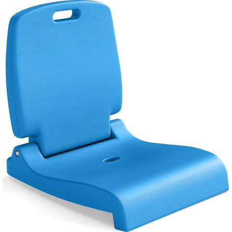 Chaise de piscine pliante bleue en PE avec dossier renforcé, poignée de transport et trous de drainage pour piscine (1/5)