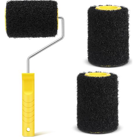 3 x 4-Zoll-Trockenbau-Spachtelrollen mit 1 Farbrahmen, Trockenbau-Strukturpinsel, Spachtelrolle für Mastix, Kieselgur, Formpaste, Strukturputze