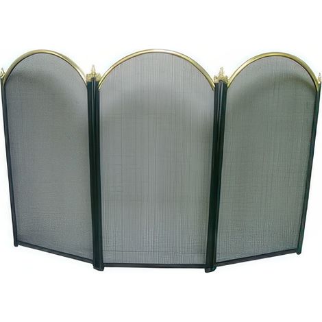 Parascintille per Camino a 3 Pannelli 98,5 x 1,5 x 61 cm Oro con Cerniera